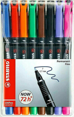 8 Stabilo OHPen Universal Folienstifte Fein (F) Permanent im 8 Farben Etui