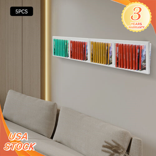 5 Pcs White Cube Storage Media Shelf Wall Mount CDs DVDs Organizer Rack ...