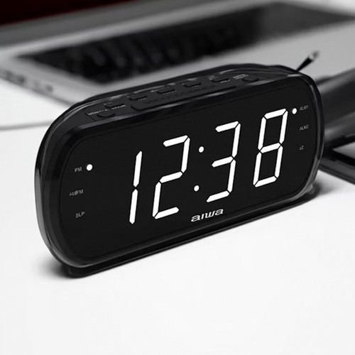 AIWA LED Large Display Dual Alarm Clock AM/FM Radio w/Backup Battery - Black - Picture 3 of 3