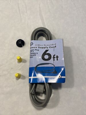 6Ft 3-Wire Grounded Dishwasher Power Cord 14AWG/3, 15 AMPS 125V