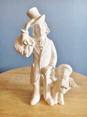Bob Cratchet & Tiny Tim Figurine-6 1/2'' h  x 4''-Unpainted Ceramic Molded Bisque