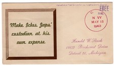 Linto WWII Patriotic 1943 - "Make Ickes Japs' custodian.." Navy CCL ONLY 24 Made
