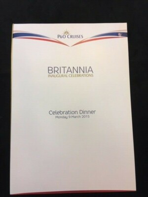 P&O Cruises Britannia Namensgebungszeremonie Feier Abendmenü 9. März 2015