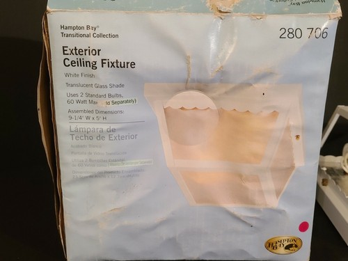 NEW IN BOX Hampton Bay 280-706 Glossy White 2-Light Outdoor Flush Mount - Picture 7 of 12