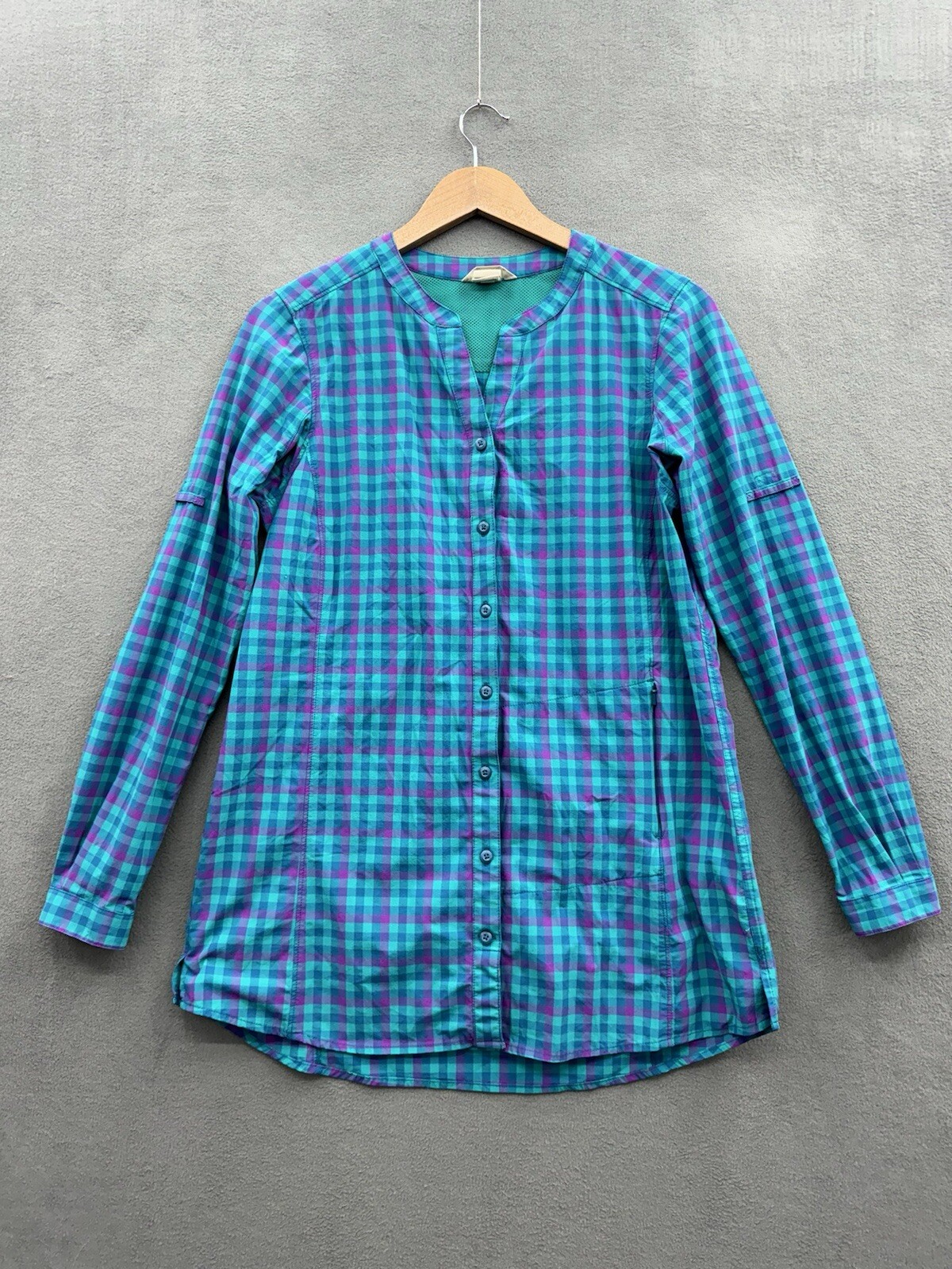 Duluth Trading Women’s Small Tunic Button Front Plaid Lightweight