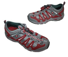 ECCO  SNEAKER TREKKINGSCHUHE OUTDOOR DAMENSCHUHE GRAU ROT MESH  EU37-L  # 2-55 #