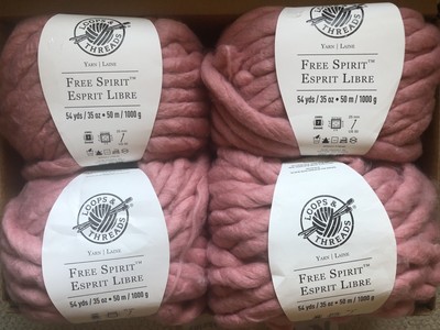 4 Skeins Loops & Threads Free Spirit Dusty Rose #23 Chunky Jumbo Roving Yarn