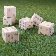 Giant Wooden Yard Dice Outdoor Lawn Game - 6 Playing Dice with Carrying Case - F