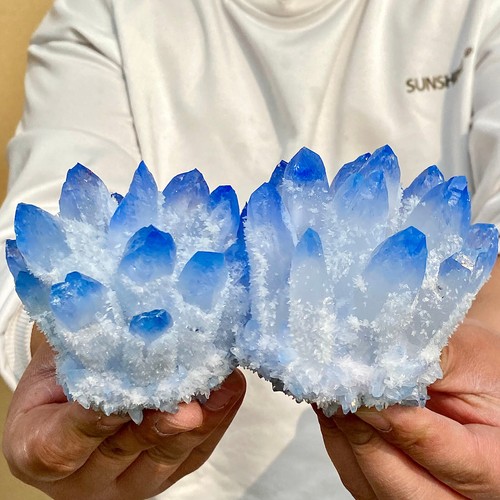 2.34LB Newly discovered blue Phantom Quartz Crystal Cluster mineral samples - 第 13/13 張圖片