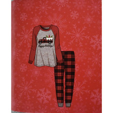 New Christmas 2 Piece Pajama Set Medium Gnome Truck HAPPY HOLIDAYS shirt pants