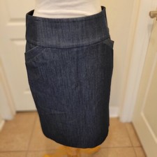 Calvin Klein Lined Denim Pencil Skirt Ladies Size 6 Dark Blue w Pockets