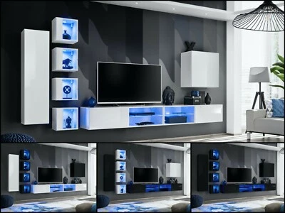 ASM Parete attrezzata parete soggiorno parete armadio SWITCH XXVI lucido PVC push-click LED B.