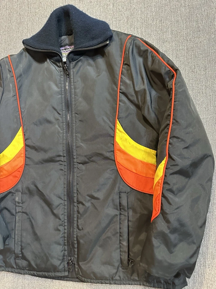 Arcticwear 北极猫 雪地摩托车 夹克 赛车外套 尺寸 M 黑色 条纹 复古 — 第 4/4 张图片
