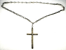 ARTISAN STERLING HANDMADE Triangle Wire CROSS Handmade CHAIN NECKLACE Estate