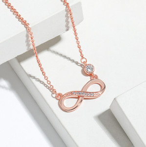 Authentic Silver Gold Plated Infinity 8 Cz Love Pendant Necklace Choker D12
