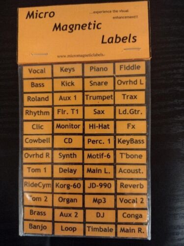 48 Magnetic Instrument & Vocal Labels for Sound Consoles, Mixers & Monitor Desks - Picture 1 of 1