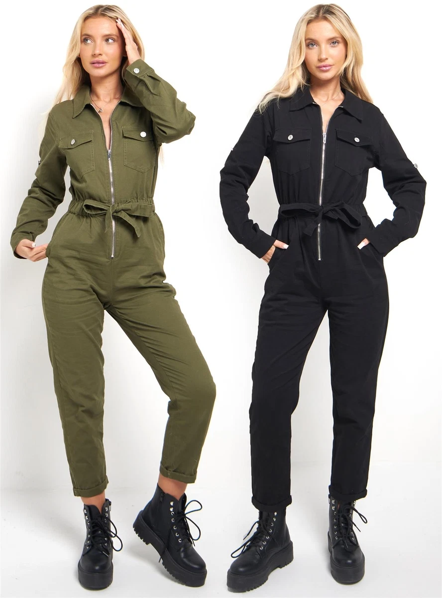 NEW Womens Jumpsuit Ladies Overalls All in One Boiler suit Sizes 8 10 12 14