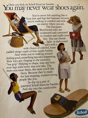 Scholl Sandals, Shoes, Full Page Vintage Print Ad