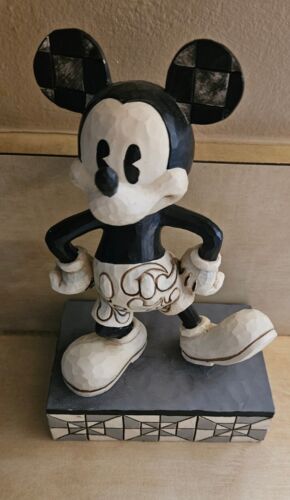 Jim Shore Disney Mickey Mouse Plane Crazy Figurine #4033283 Black & White - Afbeelding 1 van 1