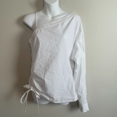 T Alexander Wang One Shoulder White Ruched Top Sz 4 Coquette Cottagecore