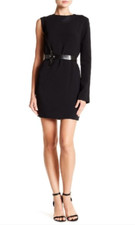 New Helmut Lang Womens One Sleeve Black Mini Dress sz 8 No Belt NWT 565