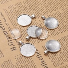 10 pcs Cabochons Bezel Base Vintage Round Blank Setting Making Silver Toned look
