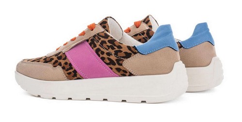 Zapato bajo Ara New beige marrón leopardo cuero zapatos con cordones zapatillas plantilla ancho H - Imagen 3 de 5