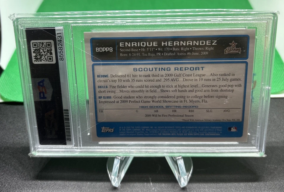 Enrique Kike Hernandez signed 2009 Bowman Chrome Baseball RC IP auto PSA Dodgers - Image 2 of 2