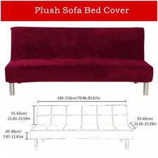 【LIR】Velvet Stretch Armless Futon Cover - Folding Sofa Bed Slipcover - Living