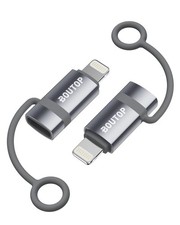 BOUTOP MFi Certified USB C to Lightning Adapter Support 36W 2 Packs, Gray