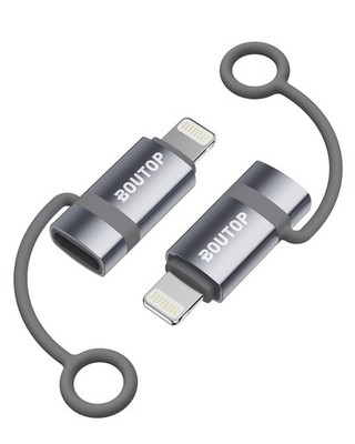 BOUTOP [MFi Certified] USB C to Lightning Adapter Support 36W 2 Packs, Gray