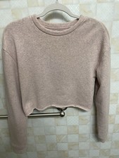 Topshop Heathered Pink Soft Cozy Cropped Sweatshirt Top Size 6 Small