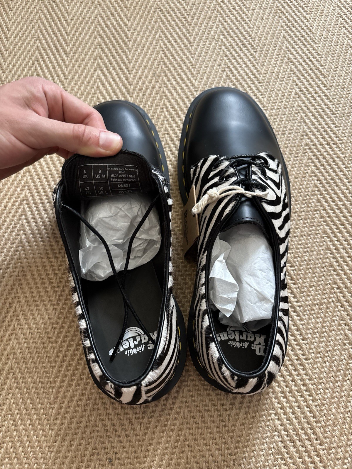 Rare Dr. Martens 1461 Zebra Hair-On LeatherShoes - Size 8 (New) image 7