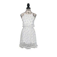 Abercrombie & Fitch Mini Dress Womens S White Blue Floral Halter Ruffle Boho