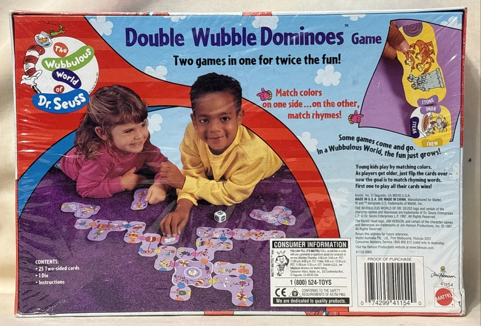 Dr. Seuss Double Wubble Dominos - New/Sealed - Matching 'N Rhyming Game - Image 2 of 3