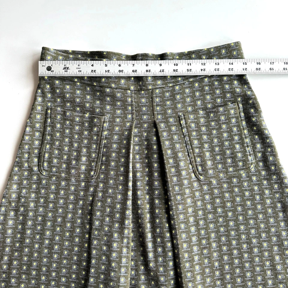 Falda plisada hasta la rodilla Orla Kiely 100 % lana oliva taza de té tirar de una línea 6 Foto 4 de 4