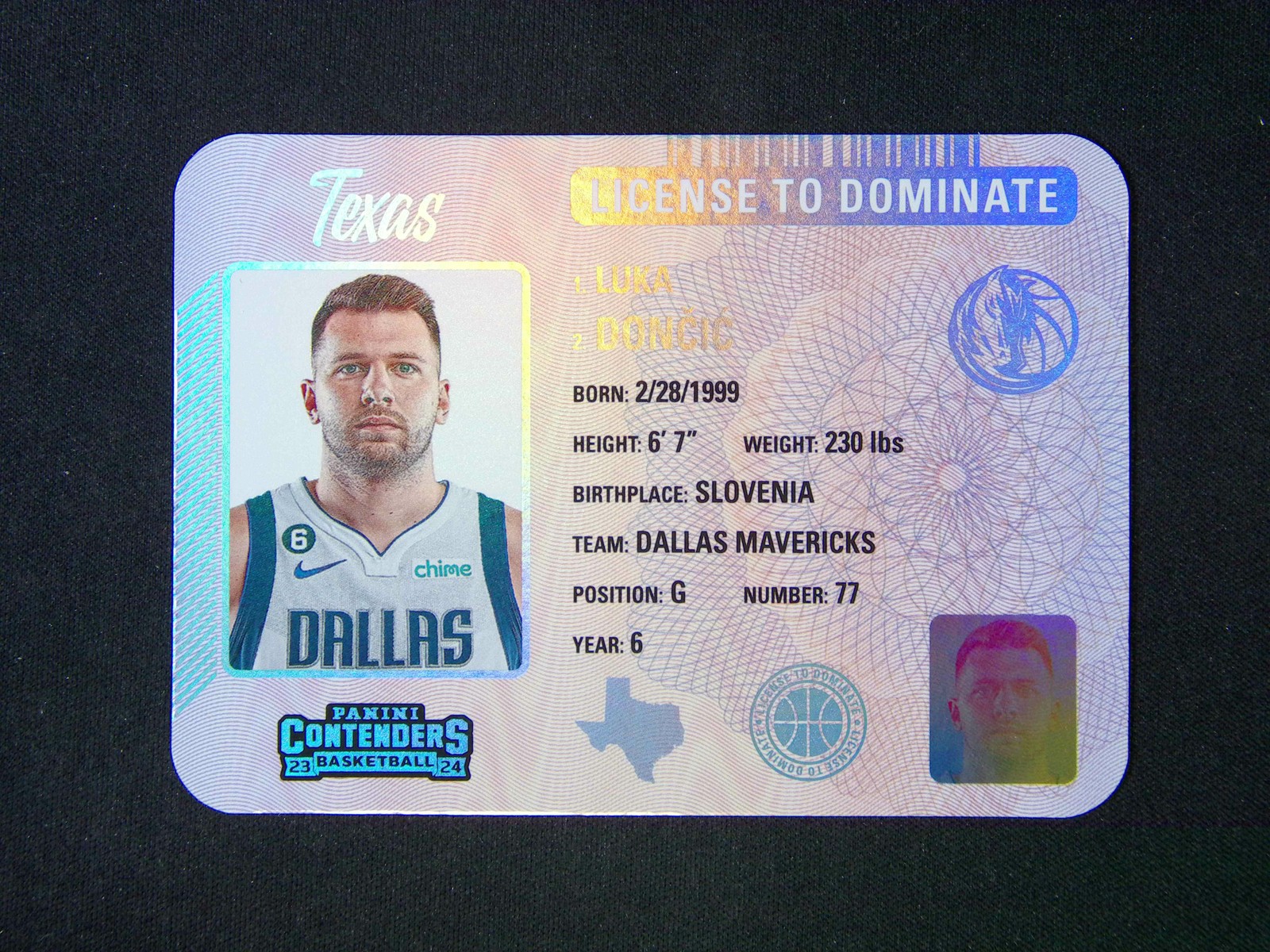 2023-24 Panini Contenders Luka Doncic #7 License To Dominate