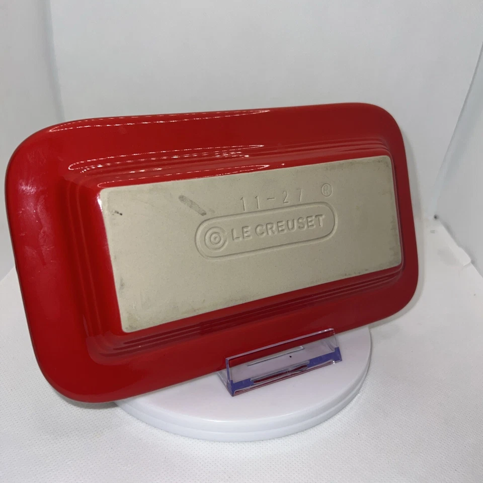 Le Creuset Heritage Stoneware Butter Dish Cerise Or Cherry Red - Bottom Only - Image 3 of 4
