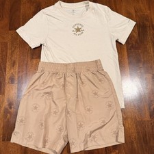Converse Shirt Shorts Set Boys M Beige All Star 2 Piece Athletic Outfit