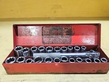 Vintage Indestro No. 7600 14 Drive Socket Set Wmetal Box Ratchet Bar Sockets Vintage Indestro No. 7600 14 Drive Socket Set Wmetal Box Ratchet Bar Sockets