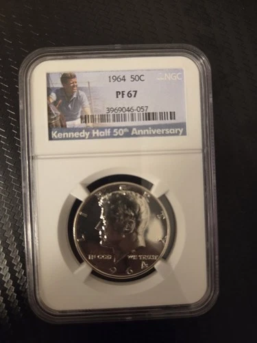 1964 KENNEDY HALF DOLLAR NGC PROOF PF 67 GRADED COIN