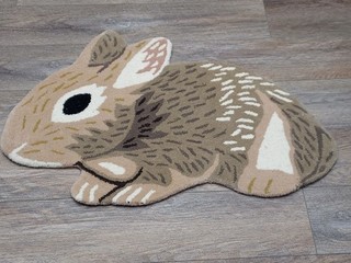 Tibetan Bunny Rug Animal Shape Handmade Kids Boho Rug Aesthetic Rug 2x3 Ft