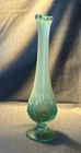 1980s Vtg Fenton Aqua  Blue Opalescent Lily of the Valley Bud Vase 10" Tall