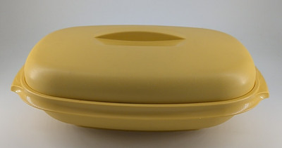 Tupperware Microwave Food Steamer 6 Cup Harvest Gold 3 Piece Vintage