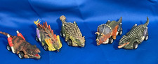 Lot of 5 Dinosaur Pull-Back Racers T-Rex Triceratops Stegosaurus Toy Vehicles