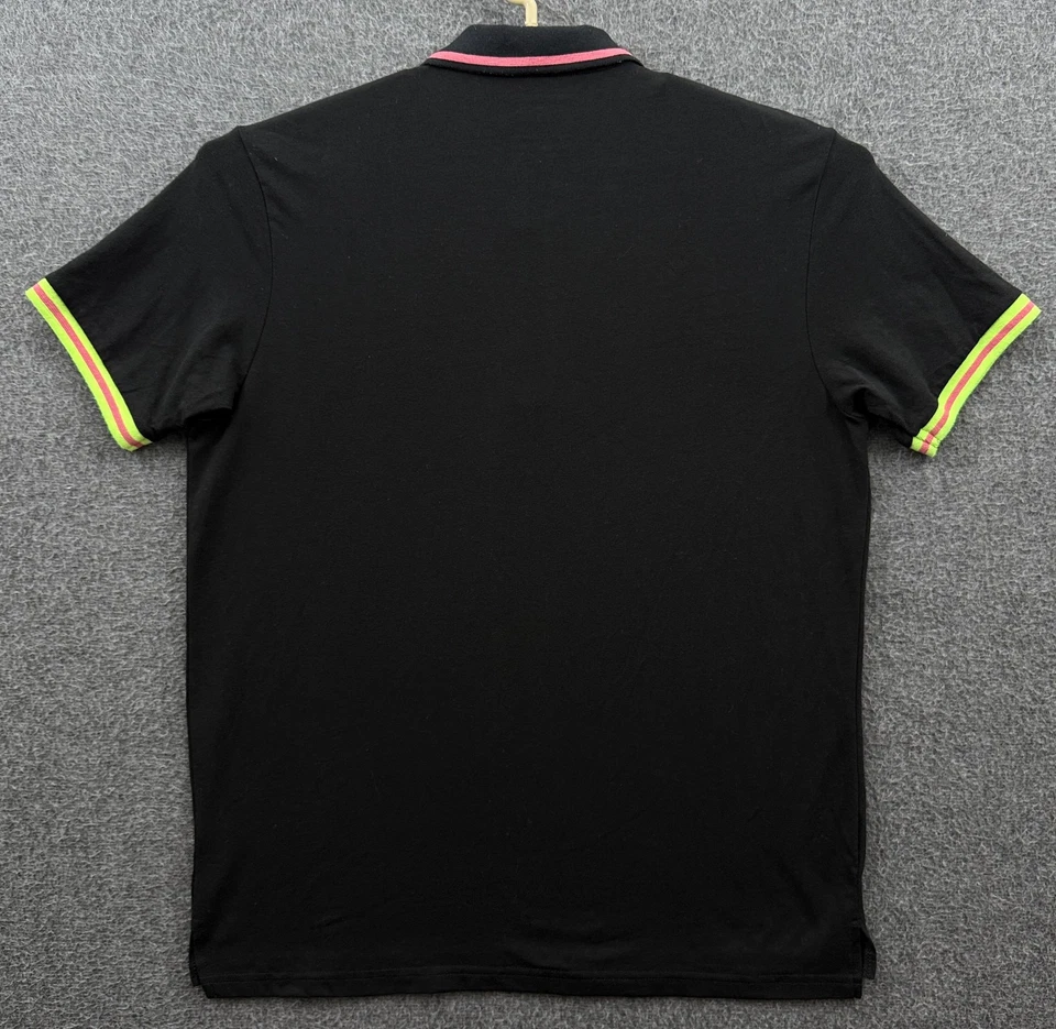 Camisa Polo Mad Chuck Para Hombre Mediana Negra Algodón Pima Rosa Cuello Manga Corta Foto 3 de 4