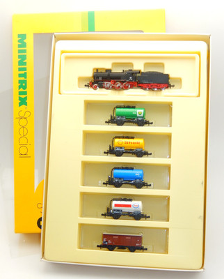 Minitrix Spur N 11083 Zugset Dampflok BR 54 mit Kesselwagen, Güterwagen