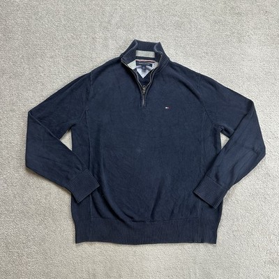 TOMMY HILFIGER Herren Pullover Gr M Sweater Cardigan Jumper Logo 7217 Blau