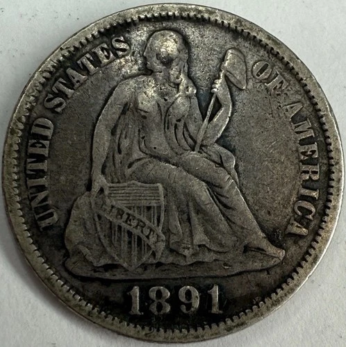1891 Seated Liberty Dime Exact Coin Imaged #SL339