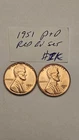 wheat penny 1951 P & D SET NICE RED BU 1951-D,1951-P LOT UNC LINCOLN CENT